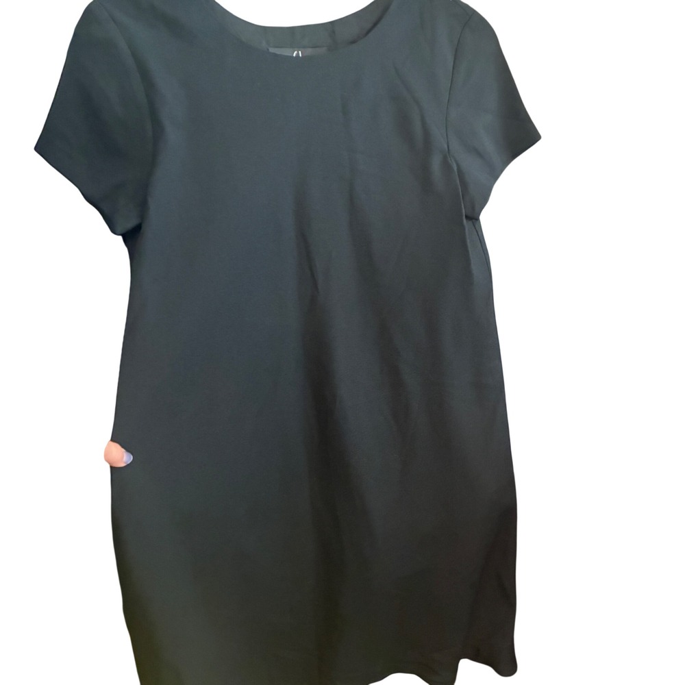 Vintage Carole Little Shift Dress Womens 6 Black Petite Short Sleeve LBD Office